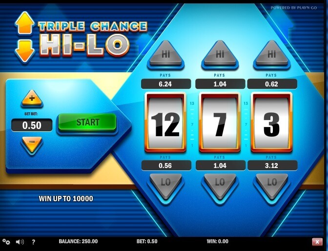 Screenshot of Triple Chance Hi-Lo Online Slot Machine
